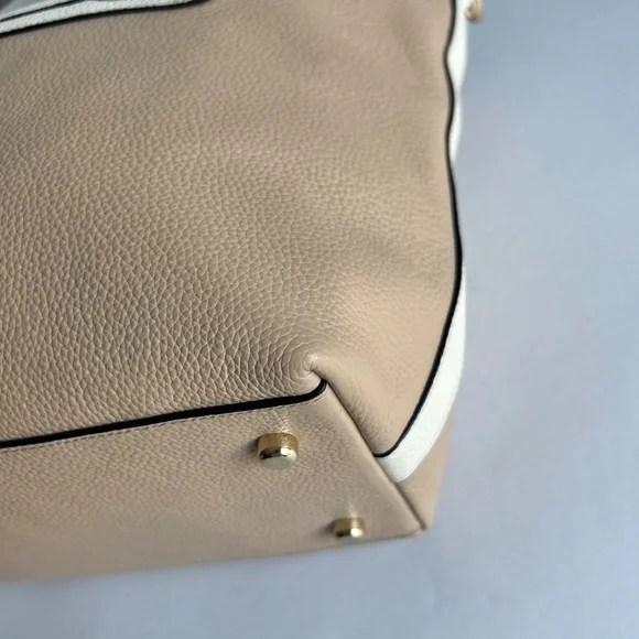 Coach Cream White Black Genuine Leather Tote - Picture 9 of 12